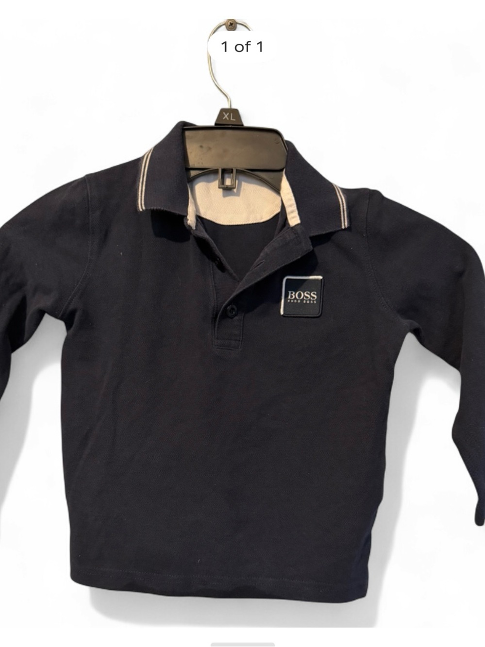 Hugo Boss Navy and White Contrast Collar Polo
